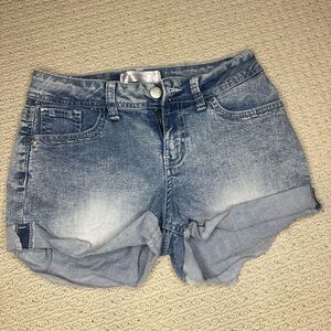 No Boundaries Faded Blue Jean Shorts
